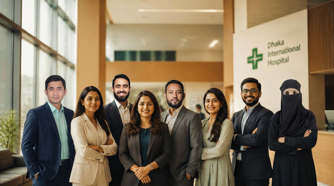 The Medbit team standing together in a hospital office